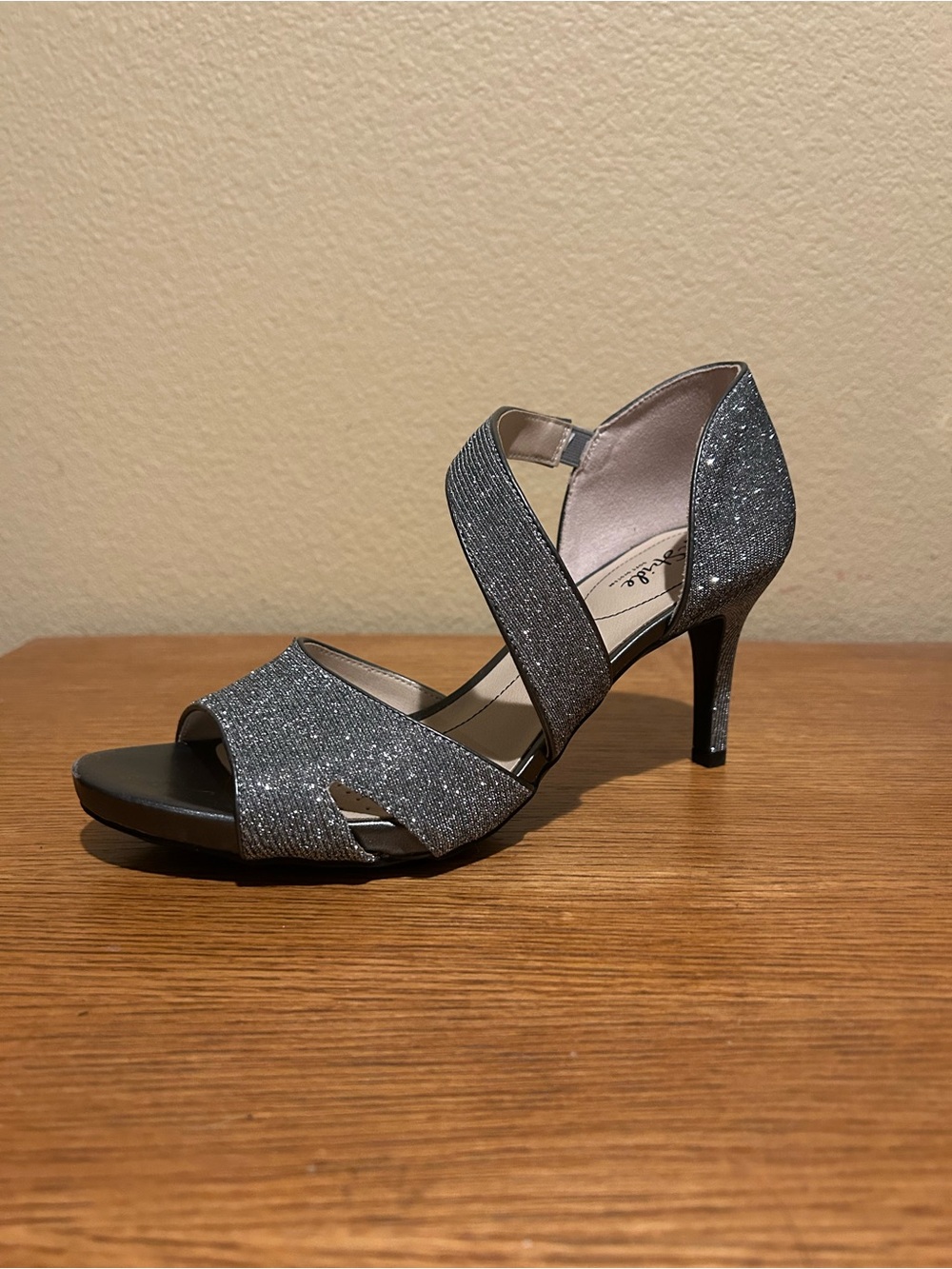 Life Stride Silver Glitter Strappy Evening Heels